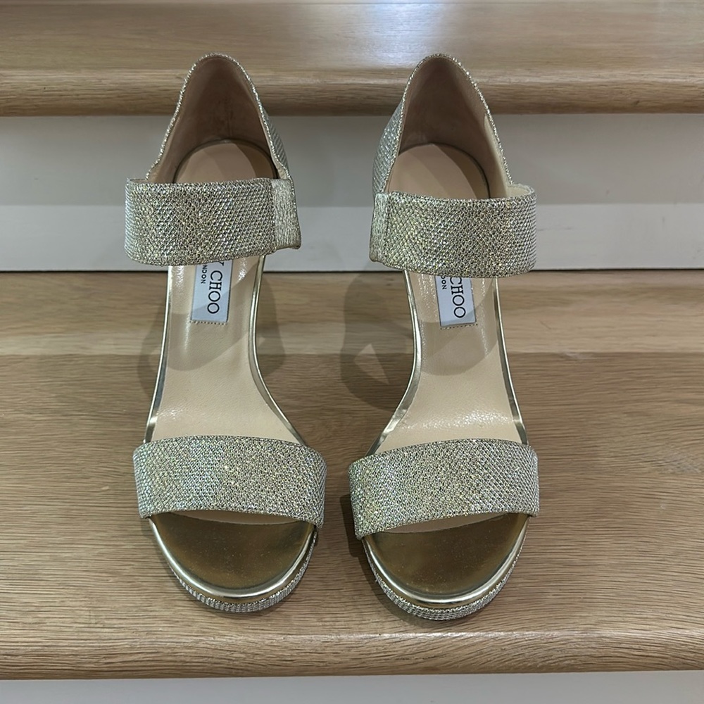 Gold Sparkly Jimmy Choo Pumps‎ Size 40!  Worn once!  Amazing condition